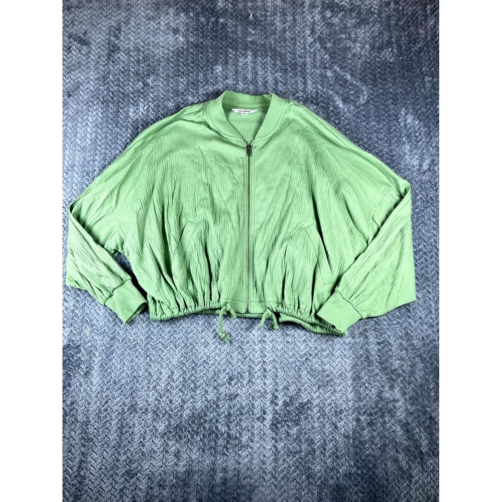 Steve Madden Bomber Jacket Womens Small Pale Green Textured Zip Up BM22698R